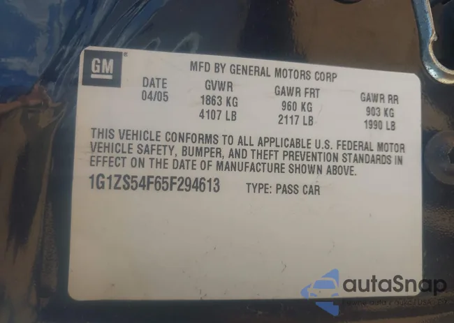 1G1ZS54F65F294613: 42668704