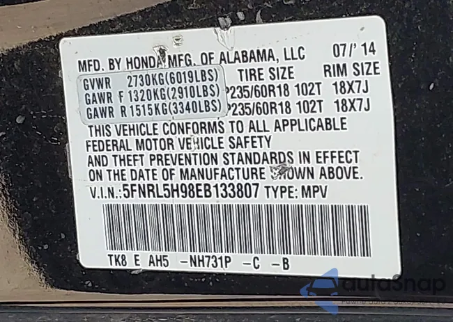 5FNRL5H98EB133807: 42668736