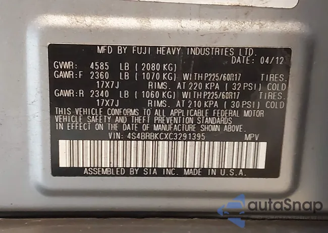 4S4BRBKCXC3291395: 42667915