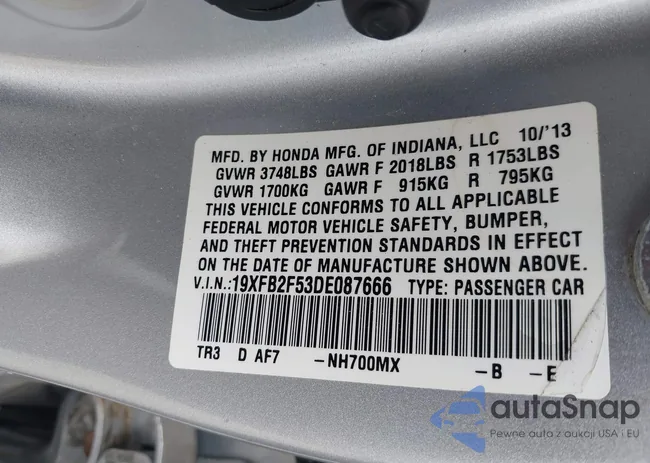19XFB2F53DE087666: 42667950