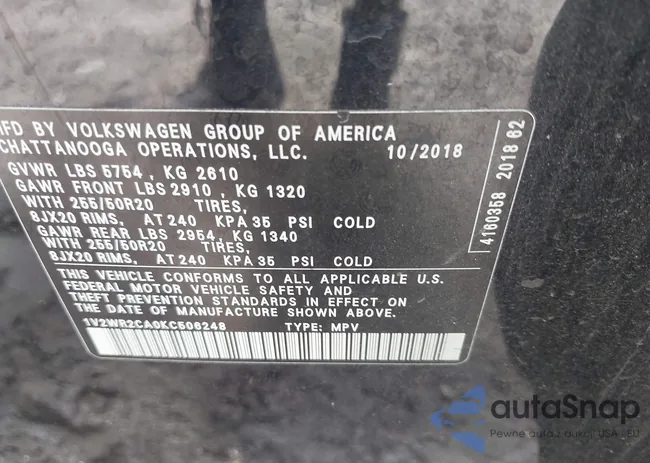 1V2WR2CA0KC506248: 42668014