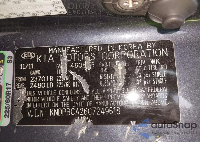 KNDPBCA26C7249618: 42668182