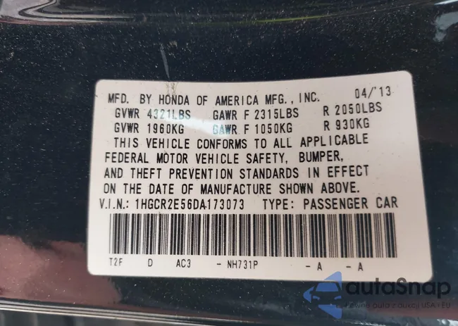 1HGCR2E56DA173073: 42669311