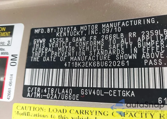 4T1BK3EK6BU620261: 42669361