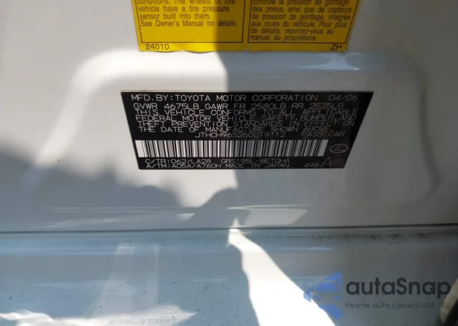 JTHCH96S260019112: 42669524