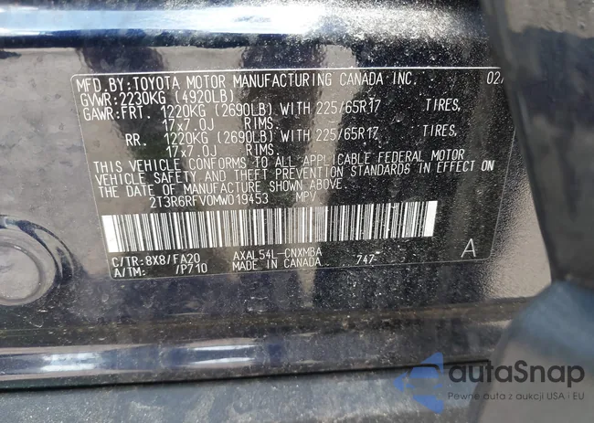 2T3R6RFV0MW019453: 42669583