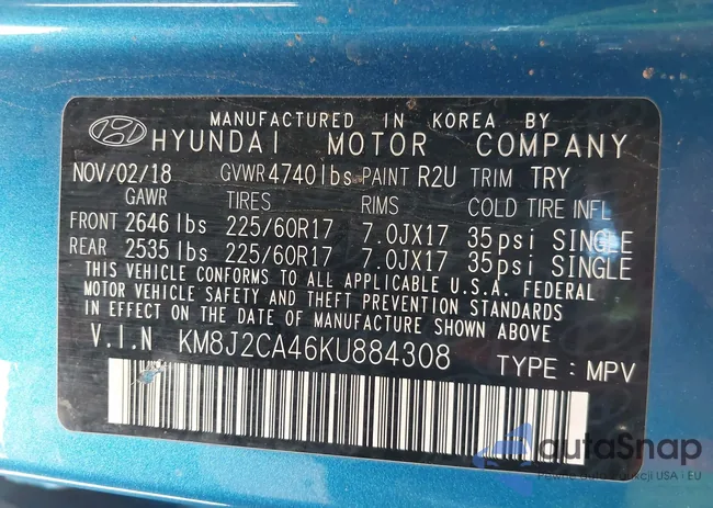 KM8J2CA46KU884308: 42669009