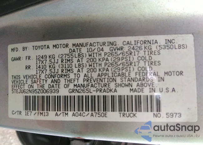 5TEJU62N95Z006939: 42669103