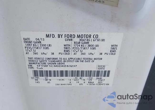 1FTMF1CM0DKE63237: 42669280