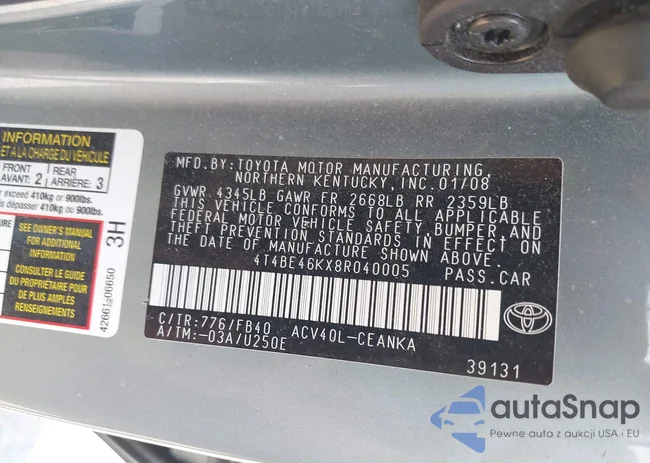 4T4BE46KX8R040005: 42669288