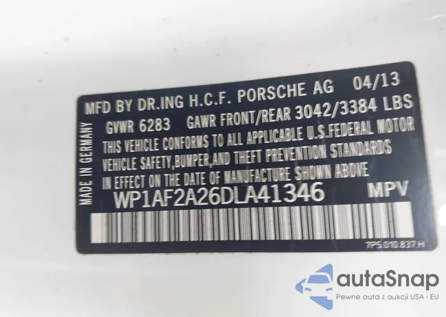 WP1AF2A26DLA41346: 42670580