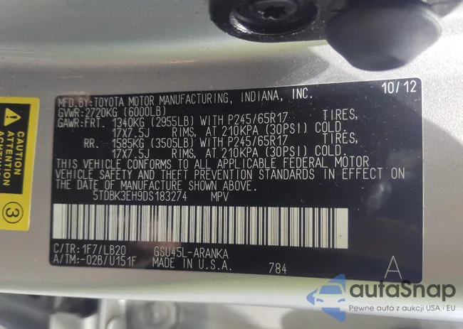 5TDBK3EH9DS183274: 42670599