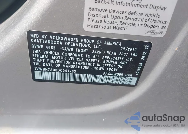 1VWBN7A36DC041763: 42670810