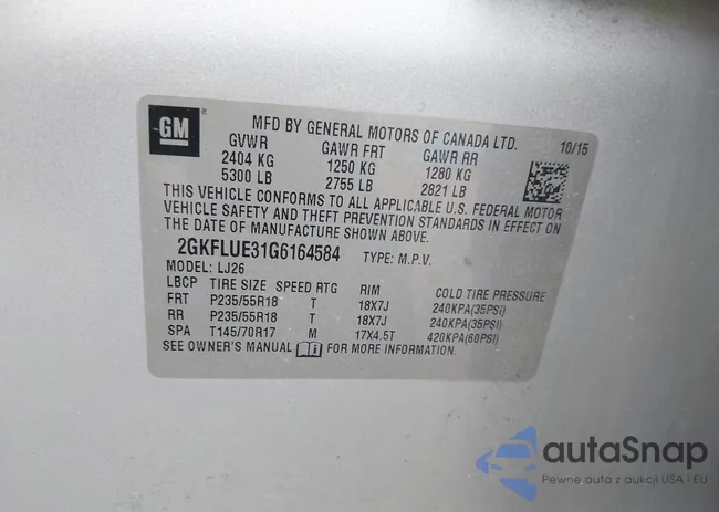 2GKFLUE31G6164584: 42670833