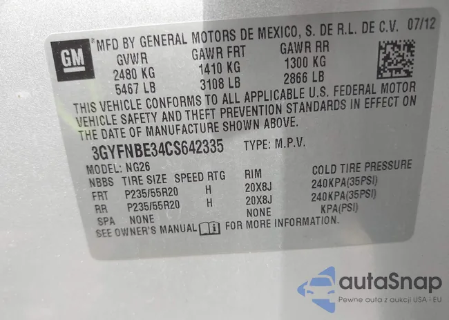 3GYFNBE34CS642335: 42669931