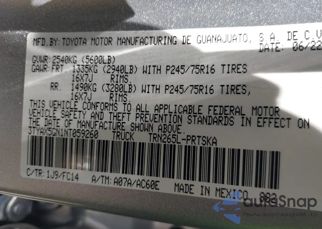 3TYAX5GN1NT059260: 42670124