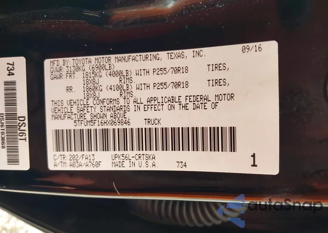 5TFUM5F16HX069846: 42670137