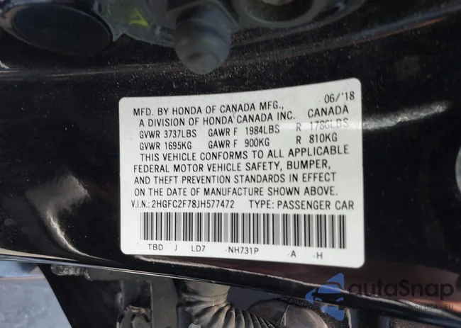 2HGFC2F78JH577472: 42670177