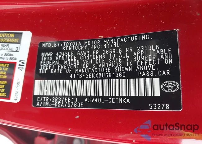 4T1BF3EKXBU681360: 42671309