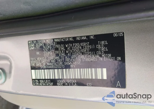 5TDBT44A95S255213: 42671483