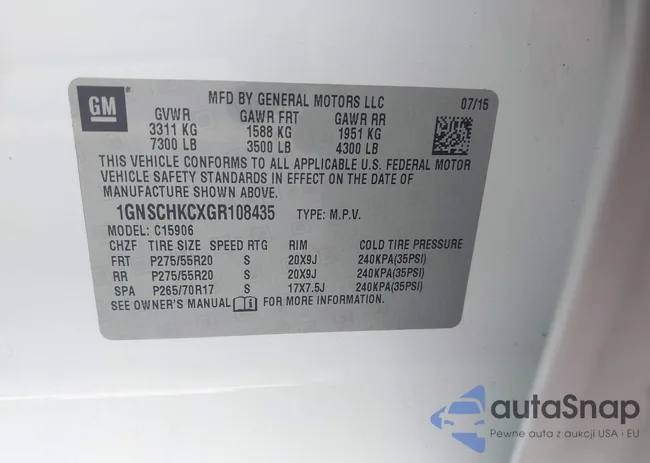 1GNSCHKCXGR108435: 42671532