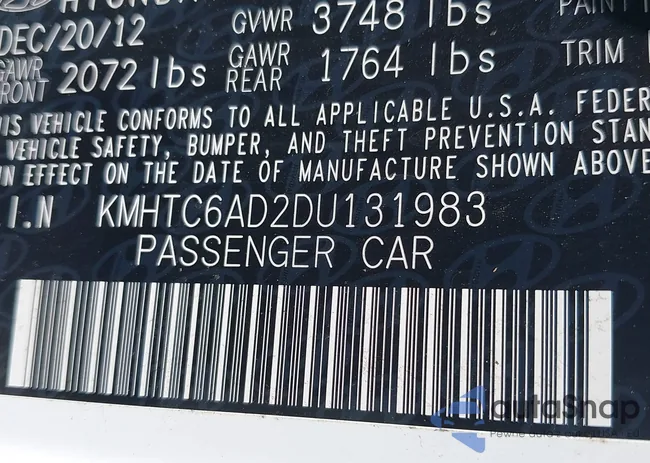 KMHTC6AD2DU131983: 42671646