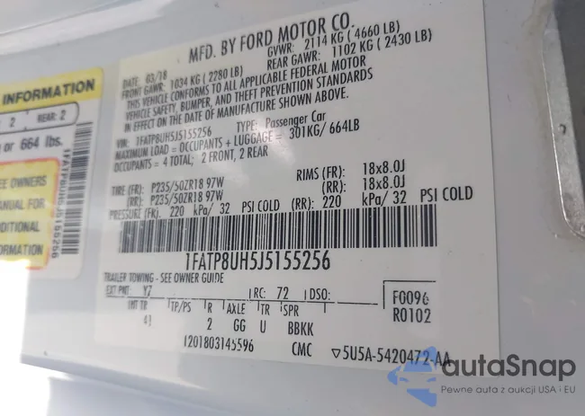 1FATP8UH5J5155256: 42671280