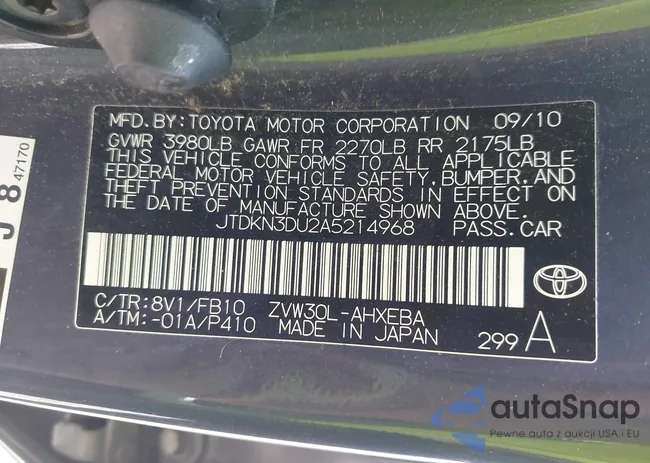 JTDKN3DU2A5214968: 42672397