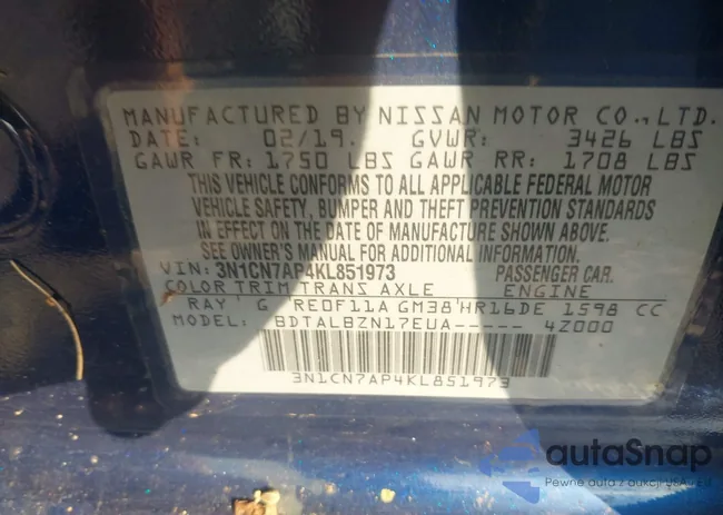 3N1CN7AP4KL851973: 42672493