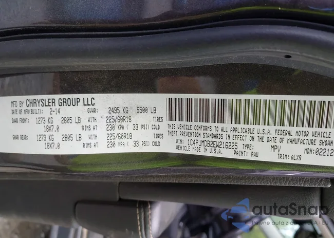 1C4PJMDB2EW216225: 42672551