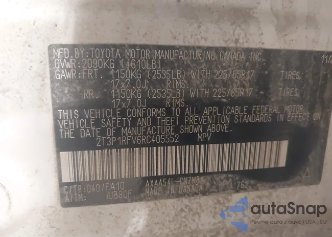 2T3P1RFV6RC405552: 42672814