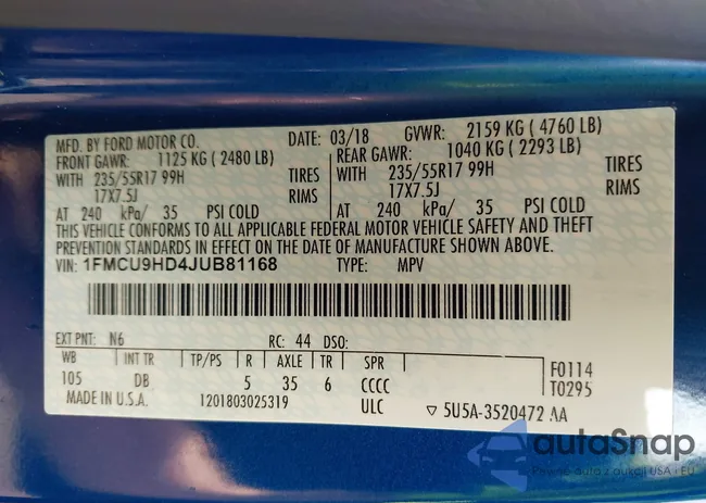 1FMCU9HD4JUB81168: 42672885