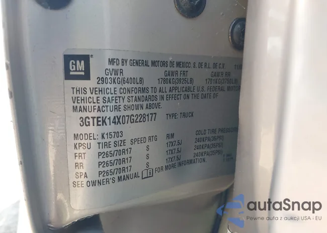 3GTEK14X07G228177: 42673515