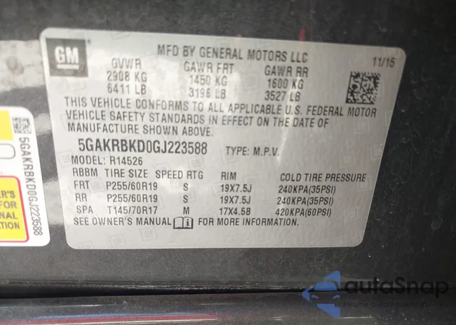 5GAKRBKD0GJ223588: 42673540