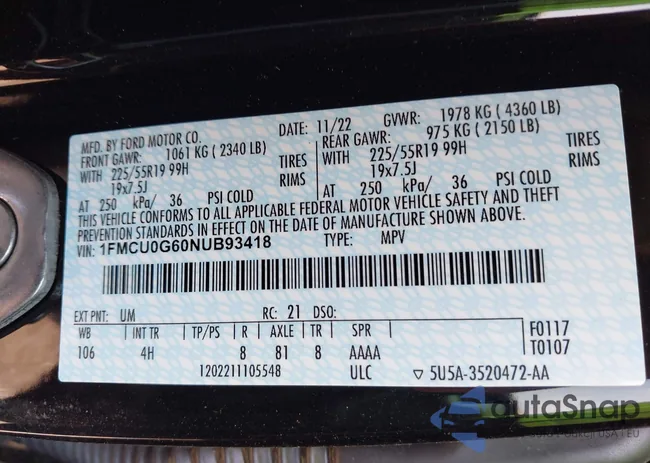 1FMCU0G60NUB93418: 42673643