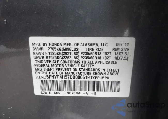 5FNYF4H57DB006619: 42674294