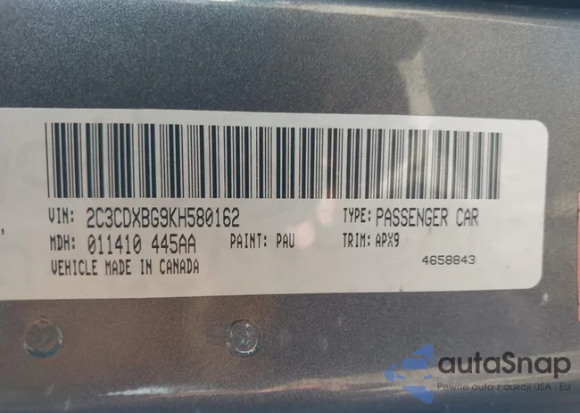 2C3CDXBG9KH580162: 42674813