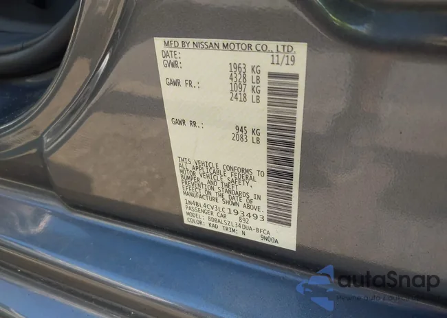 1N4BL4CV3LC193493: 42674047