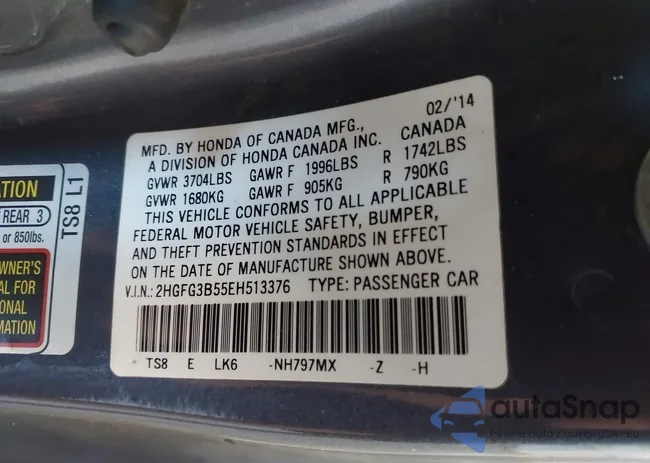 2HGFG3B55EH513376: 42674089