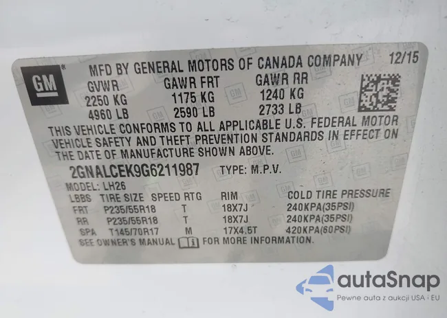 2GNALCEK9G6211987: 42674128