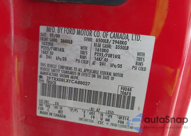 2FTRX08LXYCA88027: 42674181