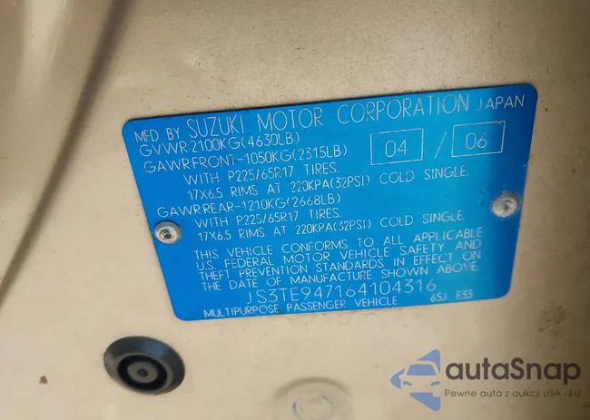 JS3TE947164104316: 42674249