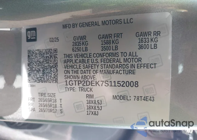 1GTP2DEK7S1152008: 42675237