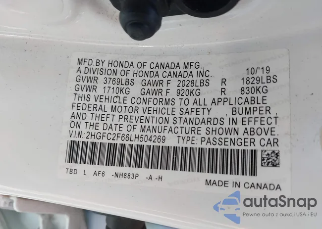 2HGFC2F66LH504269: 42676624