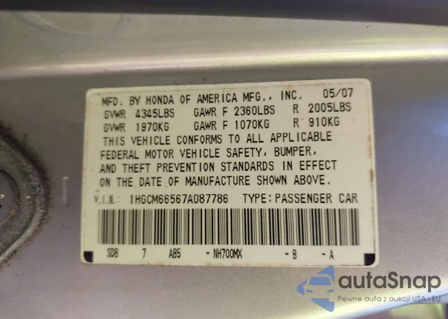 1HGCM66567A087786: 42677639