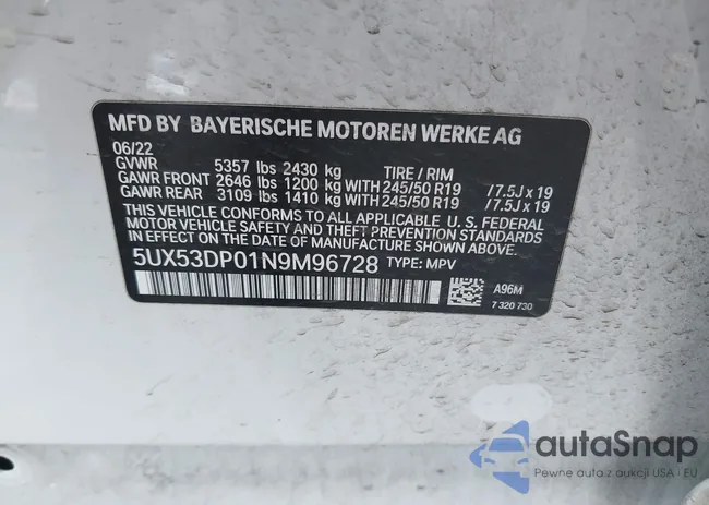 5UX53DP01N9M96728: 42676900