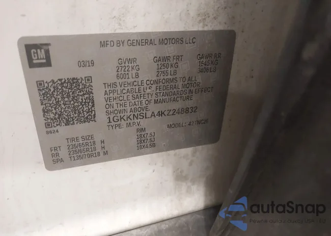 1GKKNSLA4KZ248832: 42678617