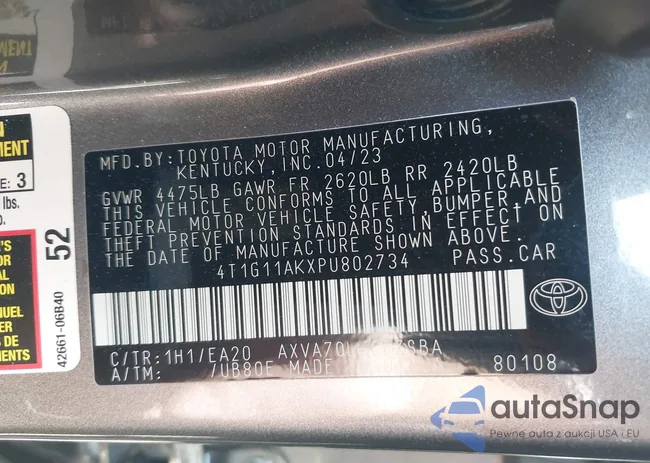 4T1G11AKXPU802734: 42678783