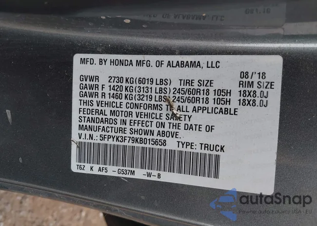 5FPYK3F79KB015658: 42678133