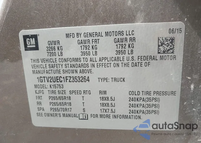 1GTV2UEC1FZ353264: 42678175